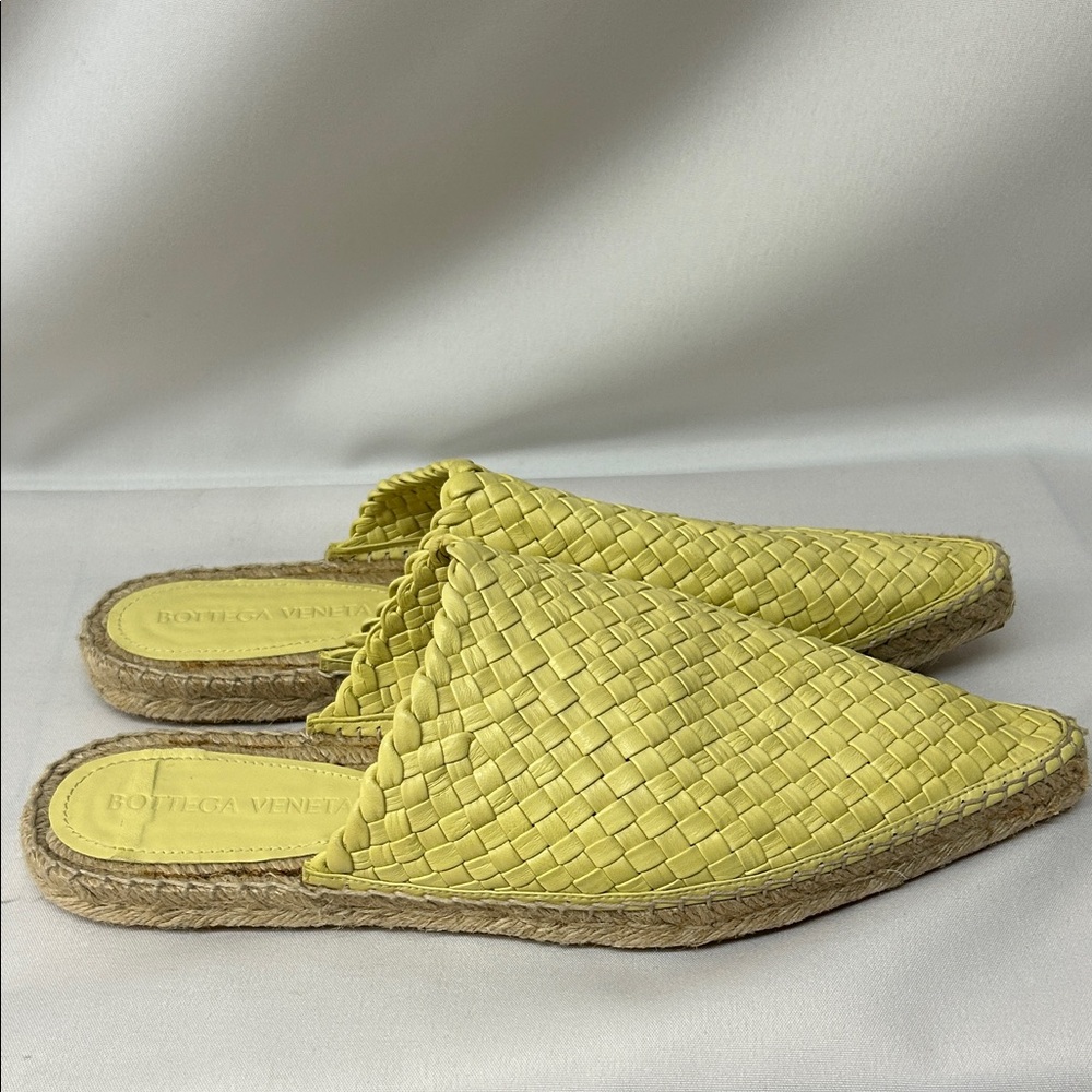 Bottega Veneta Yellow Woven Mules